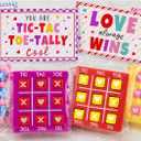 ORIENTAL CHERRY Valentines Day Gifts for Kids - 24 Pack Valentines Cards with Tic Tac Toe Keychains - Valentine Gift Exchange for School Class Classroom Party Favors Boys Girls