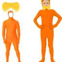 Kavoc 2 Pcs Orange Costume Yellow Mustache and Eyebrows Orange Jumpsuit for World Book Day Halloween Party Dress up (8-10 Years)