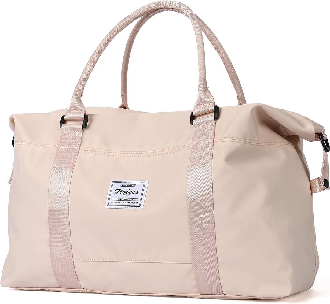 HYC00 Travel Duffel Bag, Carry-on Overnight Weekender Overnight Bags for Women, Sports Tote Gym Bag with Wet Pocket (Beige)