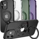 MAGIC JOHN for iPhone 11 Case[Compatible with Magsafe] [with Magnetic Metal Stand][Military Grade Shockproof][Anti Yellowing],Translucent Matte Back with Soft Edge,Black