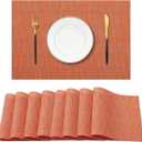 Leetaltree Orange Placemats Set of 8 - Heat Resistant Non-Slip Place mats for Dining Table, Washable Durable PVC Vinyl Woven Table MatsOrange, 8