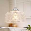 Modern Brushed Nickel Pendant Lights Kitchen Island, Bathroom Pendant Light with Clear Glass, Pendant Lighting over Island with Adjustable Rod, Farmhouse Hanging Light for Dining Room Hallway, E26