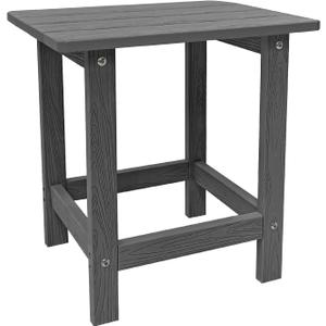 Outdoor Side Table, HDPS Single Adirondack Side Table Weather Resistant, Table for Adirondack Chair, Outside End Table for Patio, Pool, Deck, Porch, Outdoor or Indoor Use, Grey