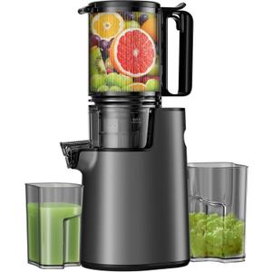 Cold Press Juicer, Masticating Juicer with Wide Feed Chute, Slow Juicer Machines Fit Whole Vegetables and Fruits with High Juice Yield, Easy to Clean (Black)