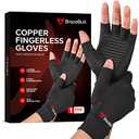 BraceBull Arthritis Gloves (1 Pair), Copper Infused Fingerless Compression Gloves for Relieve Muscle Pain, Carpal Tunnel, RSI, Rheumatoid, Tendonitis for Hands Pain for Women & Men (M, Black)