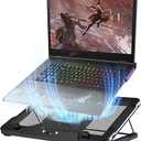 llano V10 Gaming Laptop Cooling Pad, RGB Laptop Cooler Stand with Powerful 4.72 Inch External Turbo Cooling Fan, Fast Cooling Computer 13-17.3in, Button Control, 3 Adjustable Stand, 4-Port USB C&A