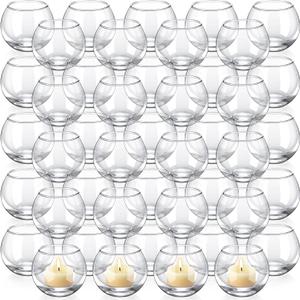 48 Pcs Clear Glass Votive Candle Holders Bulk Tealight Candle Holders Wedding Table Centerpiece Decor Vase for Wedding Bridal Shower Party Decoration