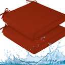 downluxe Waterproof Outdoor Chair Cushions for Patio Furniture, 19" x 19" x 2" Patio Chair Cushion with Adjustable Ties & Portable Handle, Square Outdoor Cushion with Removable Cover, Orange, 2 Pack