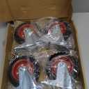 5" Swivel Caster Wheels with Safety Dual Locking and Rubber Tire Wheels, Heavy Duty - 350 Lbs Per Caster for Workbench, Cart, Trolley, Dolly, Cabinet, Compact Rubber Castor Wheels, 4-Packs