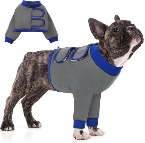 KOESON Dog Recovery Sleeve for Front Legs, Soft Pet Recovery Suit After Surgery, Adjustable Dog Leg Elbow Protector, Pet Wound Care Shirt to Stop Licking, E-Collar Cone Alternative, Grey S
