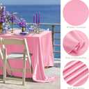 TURSTIN 4 Packs Pink Satin Tablecloth 102 x 58 Inch Overlay Satin Table Cover Rectangle Bright Silk Tablecloth Smooth Fabric Table Decoration for Wedding Banquet Party Events