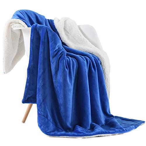 NANPIPER Flannel Blanket Reversible Sherpa Throw Blanket Super Soft Fuzzy Plush Fleece for Bed/Couch Lightweight(50"x60",Princess Blue)
