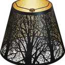 Small Lamp Shade, ALUCSET Barrel Metal Lampshade with Pattern of Trees for Table Lamp and Floor Light, Top Diameter 6 X Bottom Diameter 10 X Height 7.5 Spider
