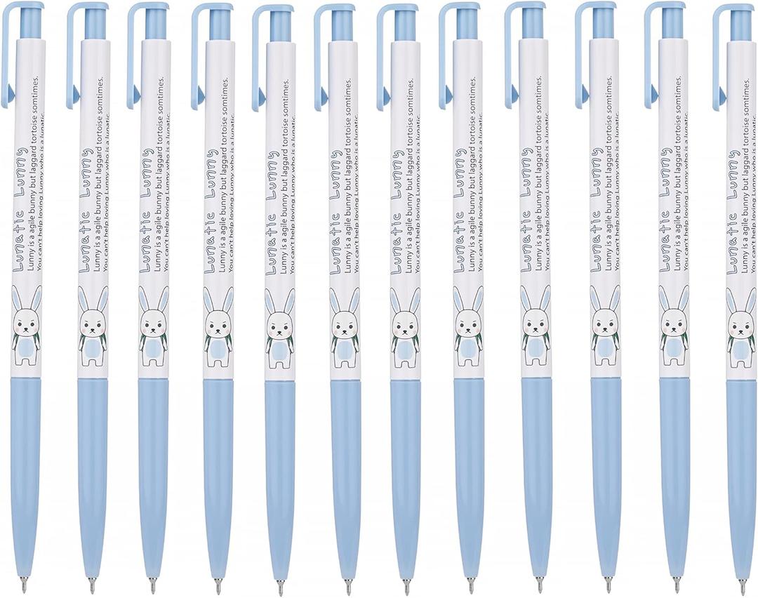 ZEESOON Xeno Lunatic Lunny 0.38mm Slim Ball Point Pen Dozen Box 12 Pcs, Made in Korea (Blue 12pcs)