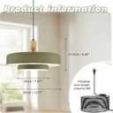 Olive Green Pendant Lamp Plug in Hanging Light for Island Living Room, Mid Century Chandelier with Metal Shade On/Off Switch Adjustable 14.75FT Wire for Bedroom Kitchen Island Light