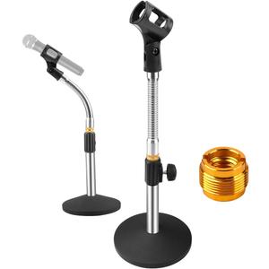 Eison Microphone Stand Desk Mic Stand Desktop Tabletop Microphone Stand with Gooseneck Mic Clip 5/8" Male to 3/8" Female Screw for Blue Yeti Snowball Christmas gift