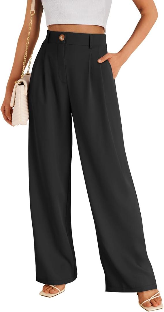 LILLUSORY Wide Leg Dress Pants Women's High Waisted Dressy Trousers (Black) S
