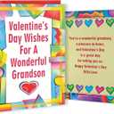 2 x Happy Valentine's Day Card for Grandson, Unique Valentines Day Gifts from Grandma Grandpa, Grandson Valentine Cards