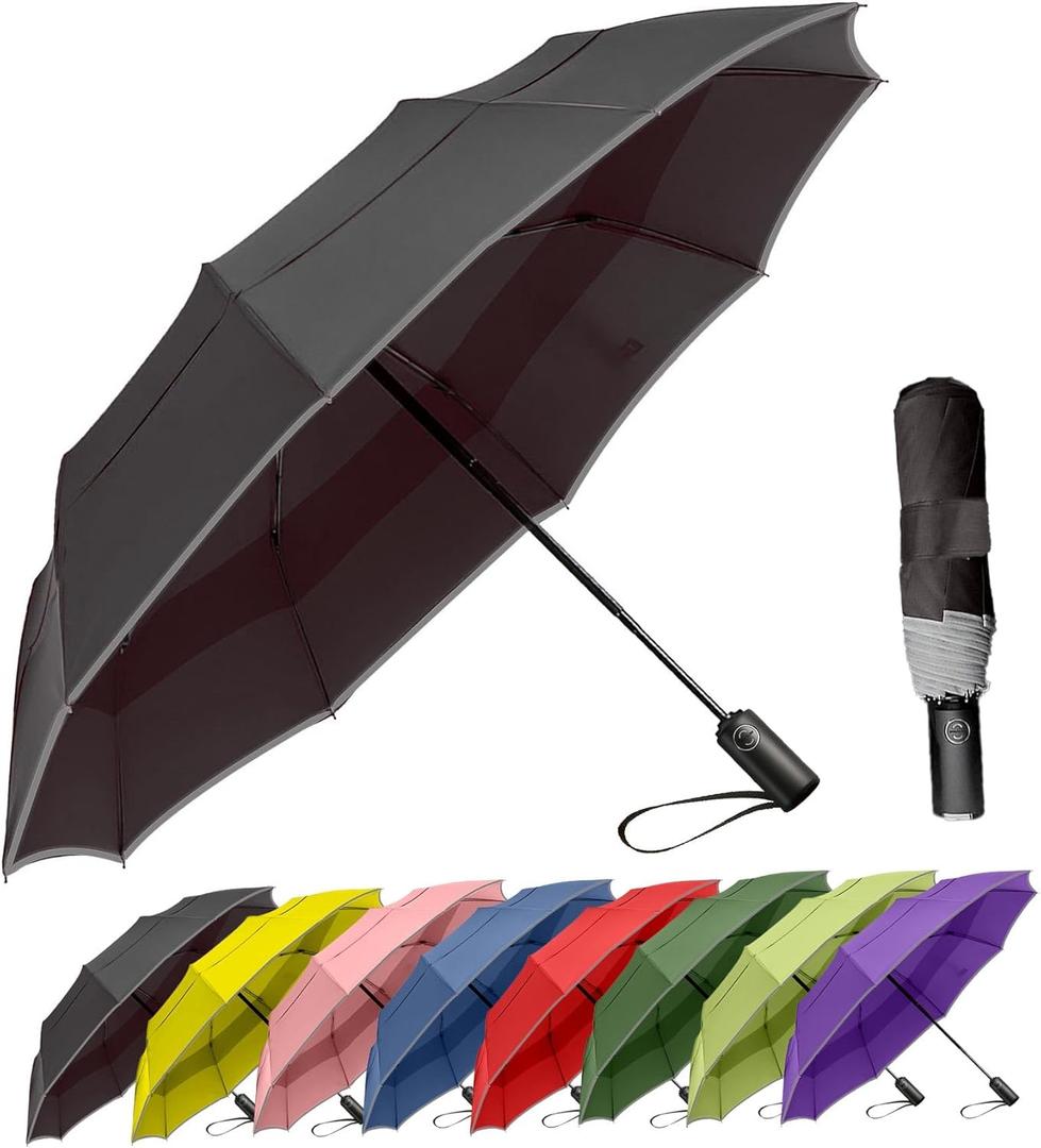 MRTLLOA 42/49 Inch Compact Windproof Travel Umbrella for Rain, Lightweight, Portable, Automatic, Strong, Waterproof Folding Umbrellas for Women, Men and Teenagers