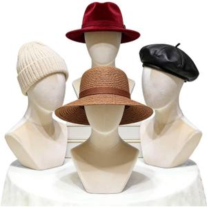 Neutral Foam Mannequin, Head Model Wig and Hair Accessory Display Stand, Necklace and Hat Mannequin (White)