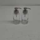 Foaming Soap Dispenser Set, 12 Oz Glass Hand Soap Dispenser with 304 Rust Proof Stainless Steel Pump, Waterproof Labels, for Bathroom Decor Kitchen College Dorm, Clear Silver Pump 2 Pack