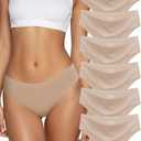 Kiqnsam Seamless Underwear for Women No Show Hipster Bikini Panties Low Rise Cheeky Breathable Soft Invisible Briefs 6 Pack, Small