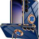 Tnarru Designed for Samsung Galaxy S23 Plus Case with Ring Stand, Support Magnetic Car Mount Rotating Finger Holder Soft TPU Cover Plating Edge Slim Phone Case for Galaxy S23+ Plus Blue