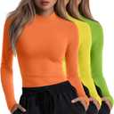 Neer 3 Pack Women's Underscrubs Long Sleeve Shirts Mock Turtleneck Slim Fit Scrub Top Basic Tee Undershirt for Nurse (Green, S)
