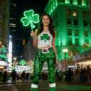 GTETKDE Womens St.Patricks Day Shamrock Clover Green Lucky Pants Tights Stretchy Leggings Skinny Pant for Yoga Running (Green, S)