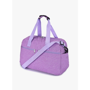 17" Small Gym Bag for Womens & Mens - Personal Item Travel Duffle Bag with Wet Pocket and Trolley Sleeve | Under Seat Weekender Carry on Luggage (Light Purple)
