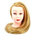Mannequin Head Manikin Hair Hairdresser Training Head Cosmetology Doll Head (Table Clamp Stand Included) (28" Synthetic Hair, Strawberry Blonde)