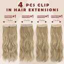 FESHFEN Clip in Hair Extensions for Women - 4 Pcs Thick Double Weft Long Wavy Soft Synthetic Blends Well Hair Extension, 20 inch Caramel Brown & Beige Blonde