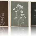 3Pcs Minimalist Plant and Flower Wall Art Modern Minimalist Style Plant and Flower Poster Image Print Gallery Home Decor Painting Suitable for Living Room Bedroom Bathroom 16x24 in Ready to Hang