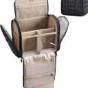 BAGSMART Travel Toiletry Bag with Removable Partition, Puffy Water-resistant Fabric Hanging Organizer for Full-Size Toiletries, Accessories, Black (Large)