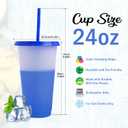 19pcs 24oz Color Changing Cups with Lids and Straws, Color Changing Tumbler, Reusable Cups with Lids in Multicolors Perfect for Cold Drinks, Cold Coffee, Smoothie etc