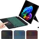 Keyboard for Surface Pro 11/10/9/8/X, Wireless Keyboard Type Cover with Palm Rejection Touchpad, Microfiber Leather, Pen Holder, Type-C Charging, 7-Color Backlight for Microsoft Surface Pro