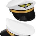 LUOZZY 2pcs Airline Pilot Hat Adjustable Costume Cap for Halloween Parties Stage Performance Masquerade Theme Events Comfortable Uniform Accessory Adults