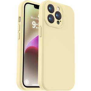 Vooii Compatible with iPhone 13 Pro Case, Liquid Silicone Upgrade [Camera Protection] [Soft Anti-Scratch Microfiber Lining] Shockproof Phone Case for iPhone 13 Pro 6.1 inch - Creamy Yellow