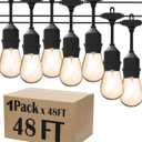 Magictec LED Shatterproof String Lights Commercial Grade with 15 Hanging Sockets 48 Ft Black Outdoor Weatherproof Cord Strand for Patio Garden Porch Backyard Bistro Gazebo Party Deck Yard
