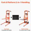 VEVOR Material Lift Winch Stacker, 330lbs Capacity Pallet Truck Dolly, 42.9in Max Lifting Height Manual Winch Stacker, Multifunctional Manual Pallet Truck Stacker with Swivel Casters and Lift Plate