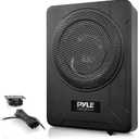 Pyle 8-Inch Low-Profile Amplified Subwoofer System - 600 Watt Compact Enclosed Active Underseat Car Audio Subwoofer with Built In Amp, Powered Car Subwoofer w/ Low & High Level Inputs - Pyle PLBX8A (Black)