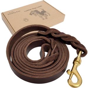 Guiding Star Leather Dog Leash 6ft, Dog Leashes for Large Dogs Heavy Duty, Soft Braided Handmade Leather Training Leash for Large & Medium Dogs (6ftx3/4inch, Brown)