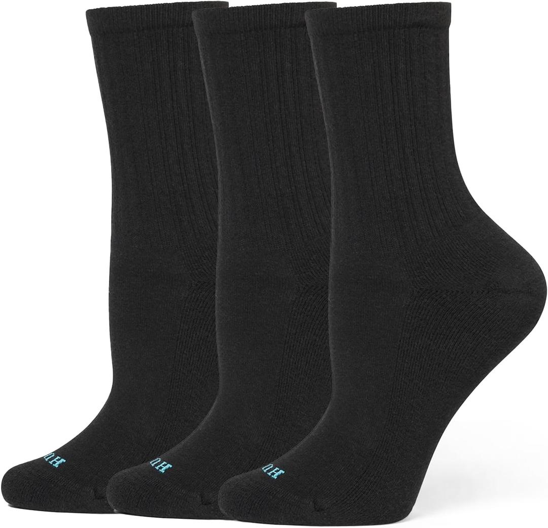 HUE Womens Air Cushion Crew Sock 3 Pair Pack (One Size, Black)