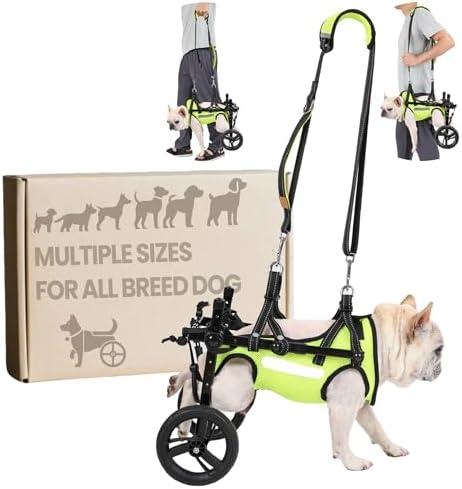 Adjustable Dog Wheelchair for Back Legs, for All Breed Dog - Includes High-Visibility Vest, Leash & Sling Lift, Lightweight Pet Wheelchair for Disabled Hind Legs (Small, for Small Dog)