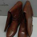 Ermonn Womens Knee High Boots Wide Calf Flat Low Heel Side Zipper Faux Leather Fashion Winter Riding Boot 9