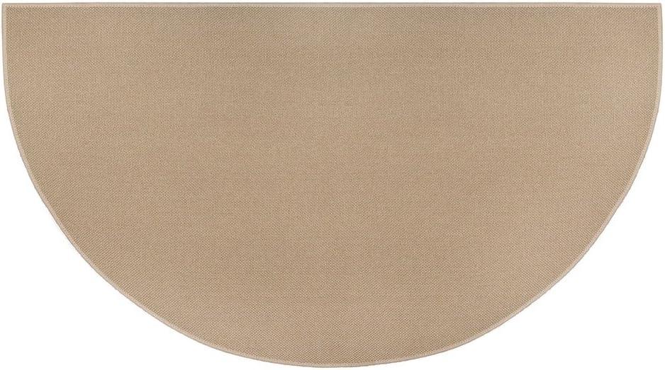 Plow & Hearth 32"x60" Half Round Fireproof Hearth Rug | 2 Layer Fiberglass Mat | Protect Hardwood/Carpet from Sparks & Embers Wood Stove (Tan)