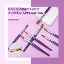 Acrylic Nail Brush Size 20, 100% Pure Kolinsky Nail Brush for Acrylic Application, Professional Nail Extension Manicure Tool Nail Drawing Pen for DIY Home Salon(Purple)