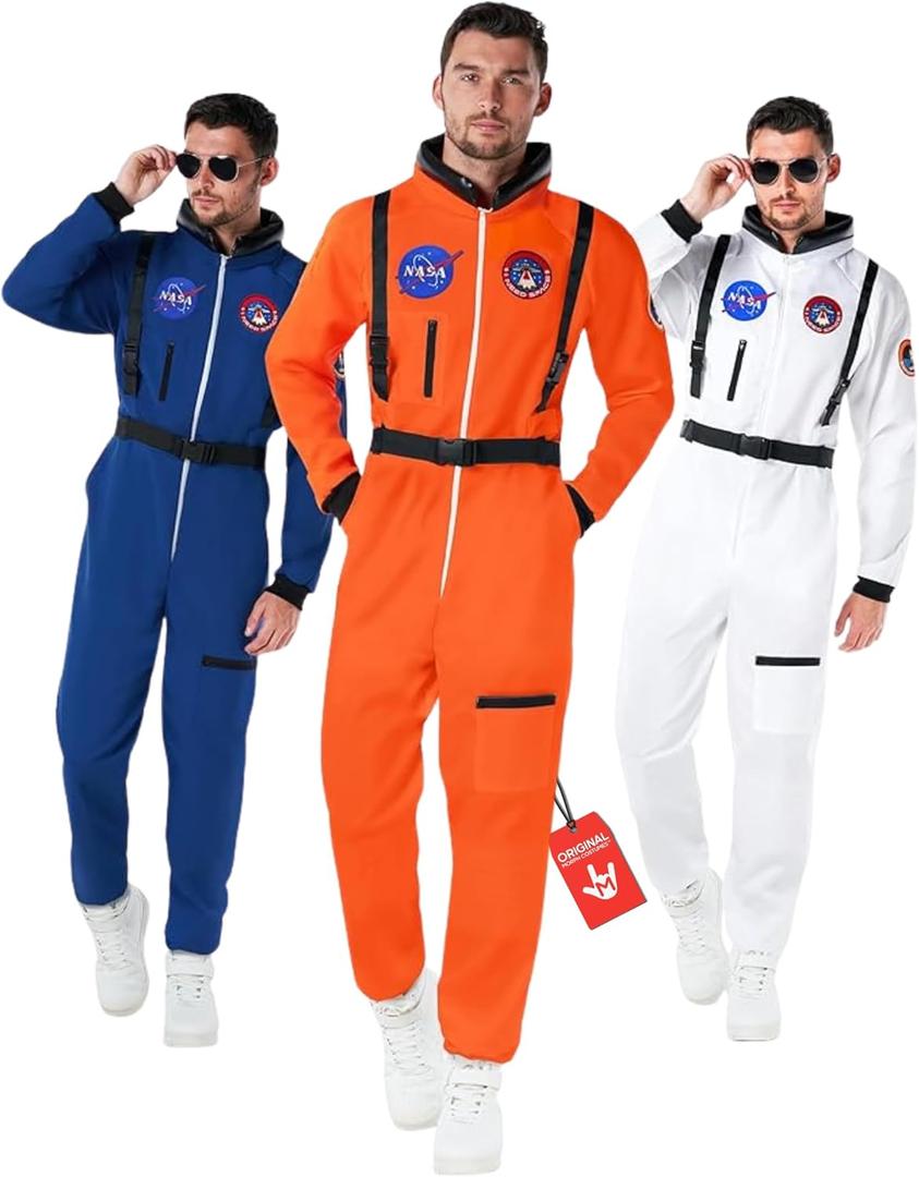 Morph Astronaut Costume Adult, Space Suit Men, Mens Halloween Costume Astronaut Suits, Nasa Costumes Adult (Large, Orange)
