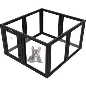 FXW AuraSpace Acrylic Indoor Dog Playpen for Puppies and Small Dogs, 24 Inch, 8 Panels, Black