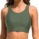 Tempt Me Women's Sports Bra Swimsuit Scoop Neck Bikini Top Racerback Swim Crop Top Padded Bathing Suit L